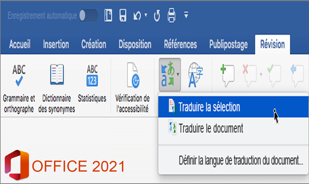 Outlook 2021’s Translator and Ink in Tool